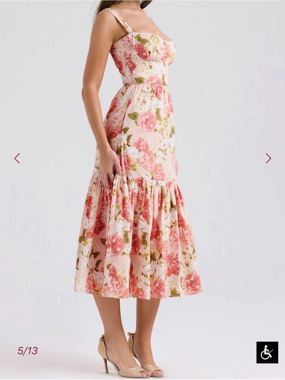 House of CB Pink Floral Midi Dress with Rose Print - Picture 4 of 4